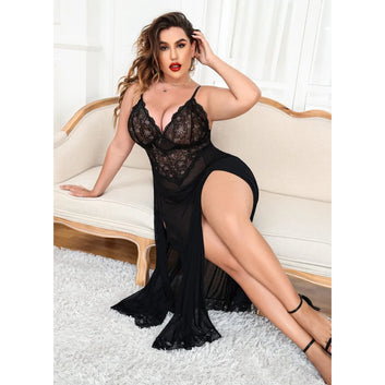 Mesh Maxi Nightdress Strappy Exotic Sleepwear