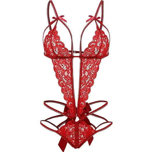 Deep V Lace One Piece Lingerie Cutout Strappy Lingerie